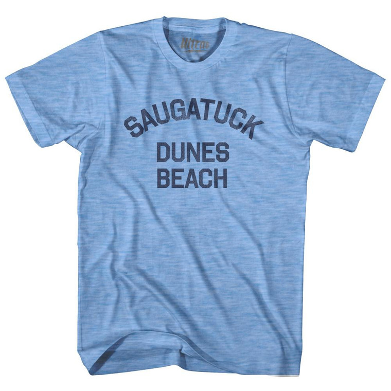 Michigan Saugatuck Dunes Beach Adult Tri-Blend Vintage T-shirt - Athletic Blue