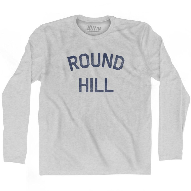 Massachusetts Round Hill Adult Cotton Long Sleeve Vintage T-shirt - Grey Heather