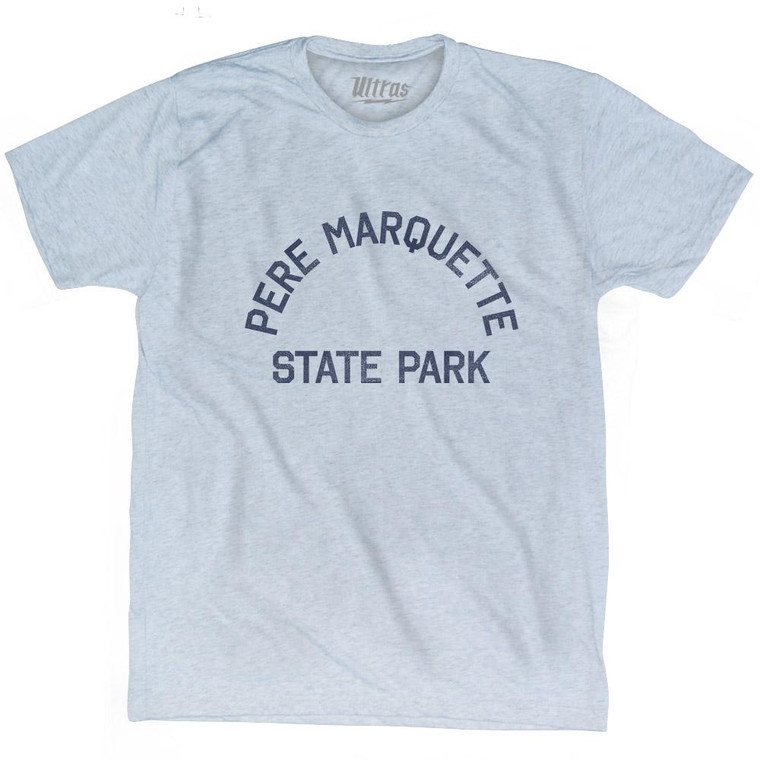 Michigan Pere Marquette Park Beach Adult Tri-Blend Vintage T-shirt - Athletic White