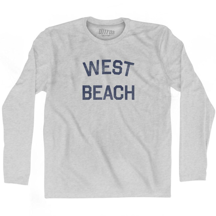 Massachusetts West Beach Adult Cotton Long Sleeve Vintage T-shirt - Grey Heather