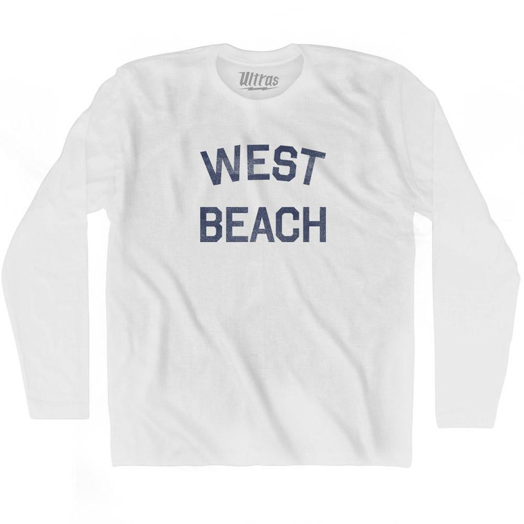 Massachusetts West Beach Adult Cotton Long Sleeve Vintage T-shirt-White