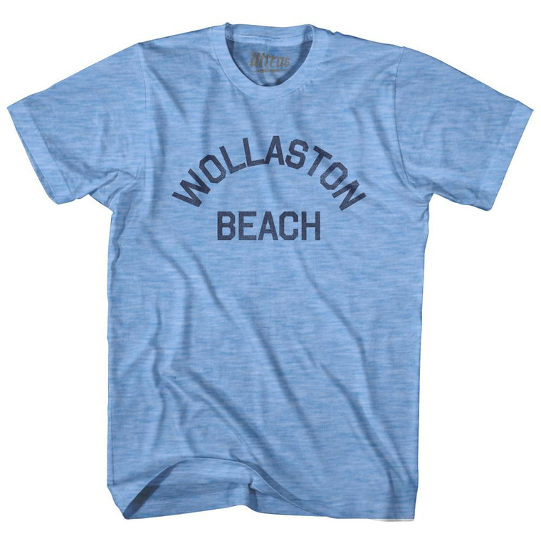 Massachusetts Wollaston Beach Adult Tri-Blend Vintage T-shirt - Athletic Blue
