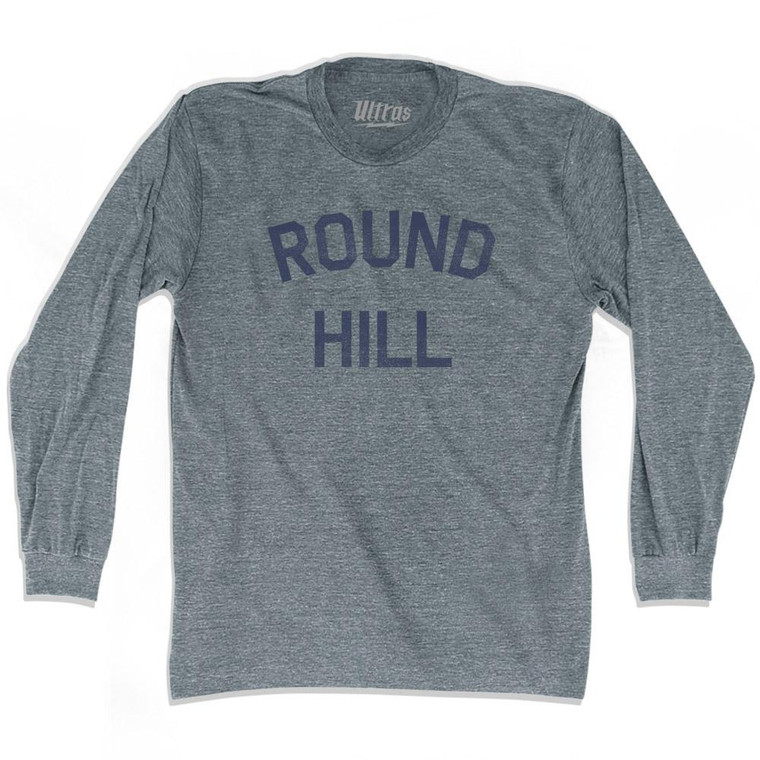Massachusetts Round Hill Adult Tri-Blend Long Sleeve Vintage T-shirt-Athletic Grey