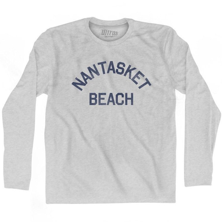 Massachusetts Nantasket Beach Adult Cotton Long Sleeve Vintage T-shirt - Grey Heather