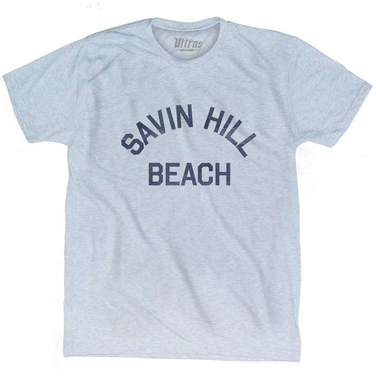 Massachusetts Savin Hill Beach Adult Tri-Blend Vintage T-shirt - Athletic White
