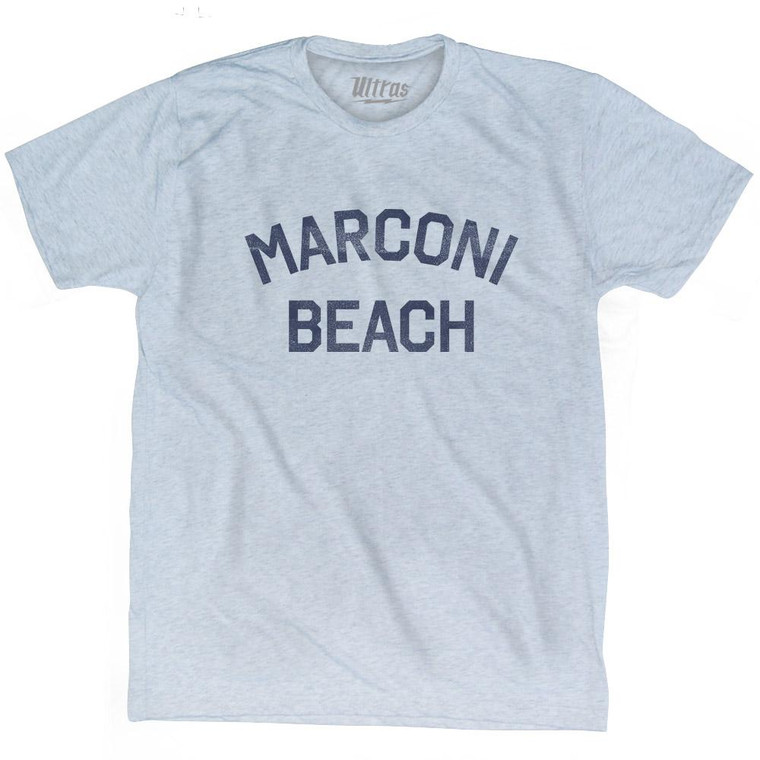 Massachusetts Marconi Beach Adult Tri-Blend Vintage T-shirt - Athletic White