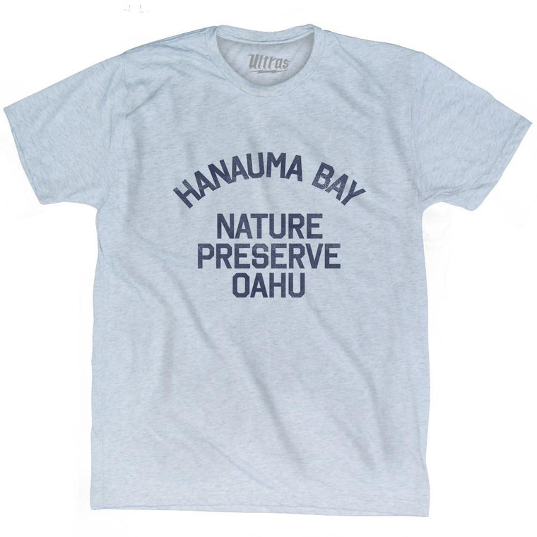 Hawaii Hanauma Bay Preserve Oahu Adult Tri-Blend Vintage T-shirt - Athletic White