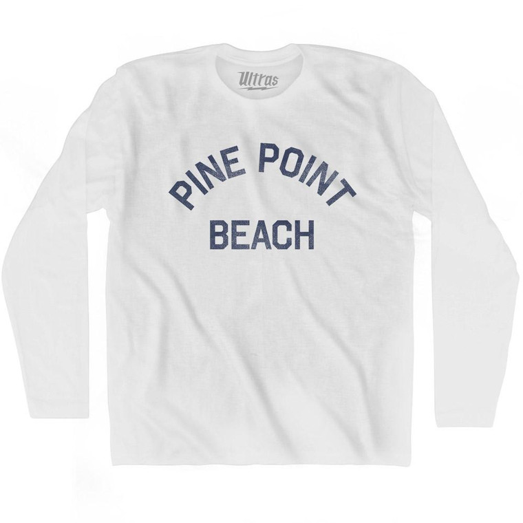Maine Pine Point Beach Adult Cotton Long Sleeve Vintage T-shirt - White