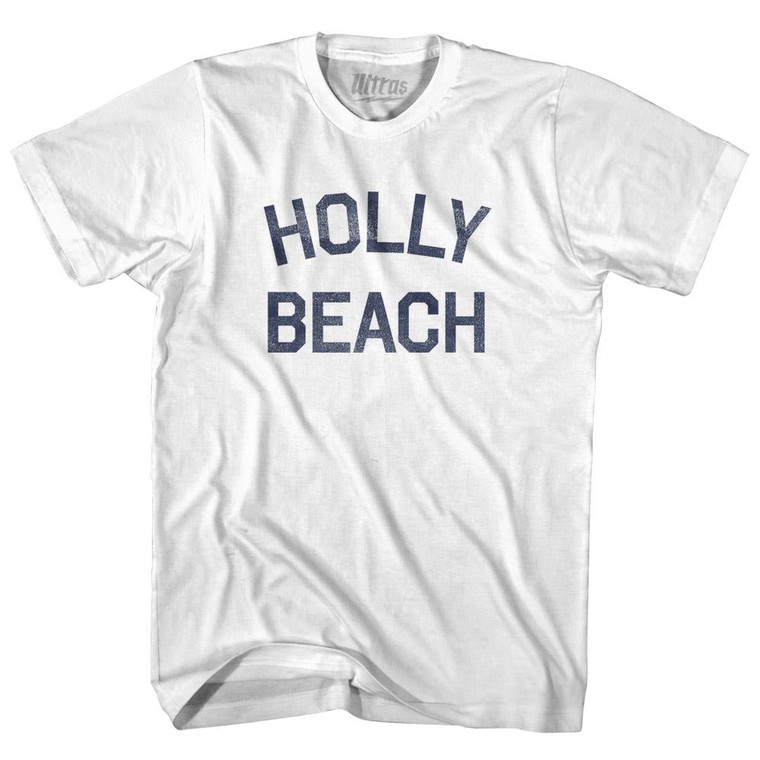 Louisiana Holly Beach Womens Cotton Junior Cut Vintage T-shirt-White Louisiana Holly Beach Womens Cotton Junior Cut Vintage T-shirt-White