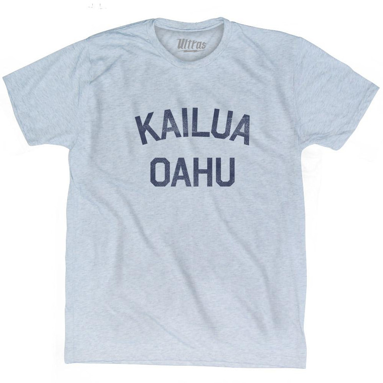 Hawaii Kailua Oahu Adult Tri-Blend Vintage T-shirt - Athletic White