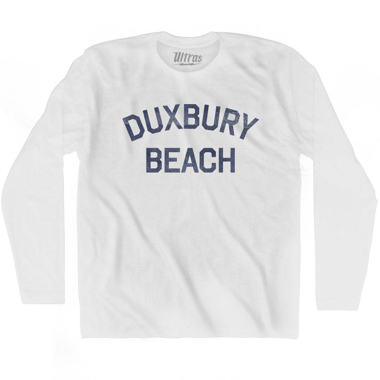Massachusetts Duxbury Beach Adult Cotton Long Sleeve Vintage T-shirt - White