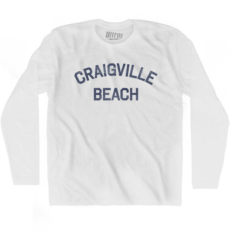 Massachusetts Craigville Beach Adult Cotton Long Sleeve Vintage T-shirt - White
