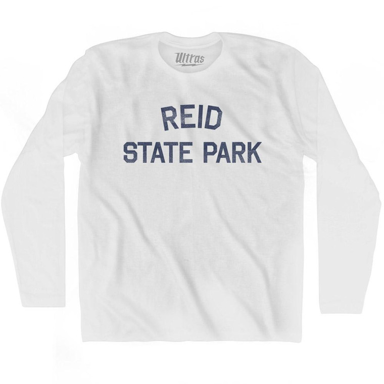 Maine Reid State Park Adult Cotton Long Sleeve Vintage T-shirt - White