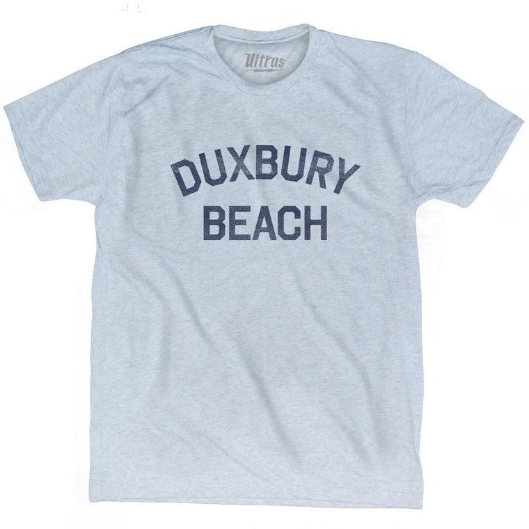 Massachusetts Duxbury Beach Adult Tri-Blend Vintage T-shirt - Athletic White