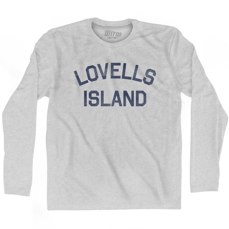 Massachusetts Lovells Island Adult Cotton Long Sleeve Vintage T-shirt - Grey Heather