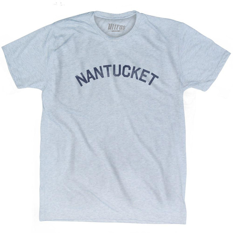 Massachusetts Nantucket Adult Tri-Blend Vintage T-shirt - Athletic White