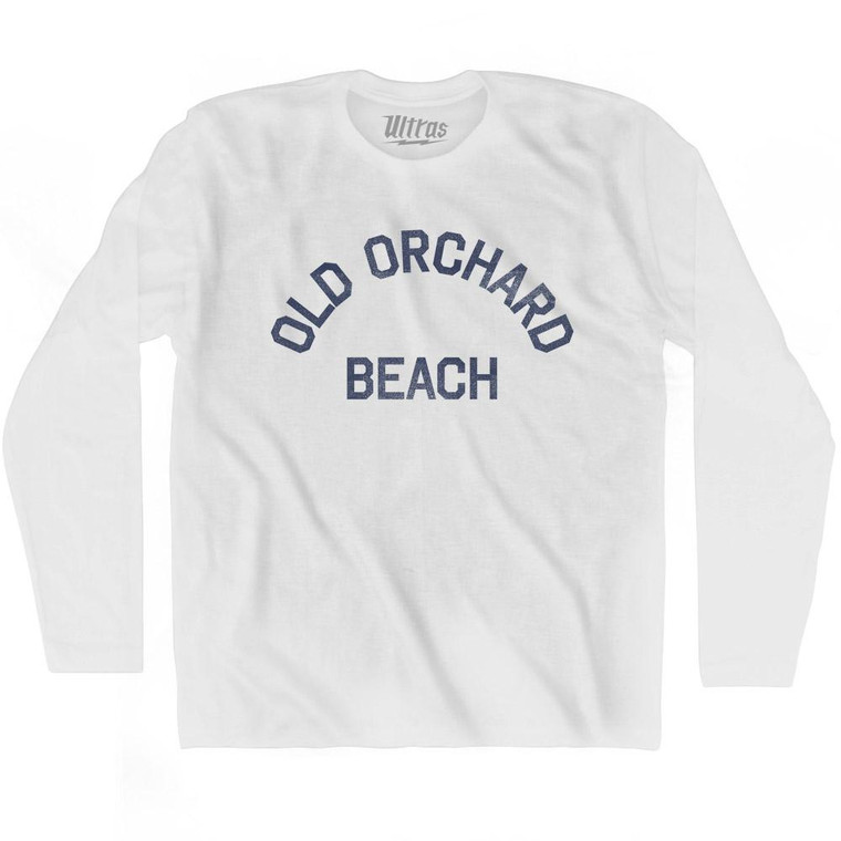 Maine Old Orchard Beach Adult Cotton Long Sleeve Vintage T-shirt - White