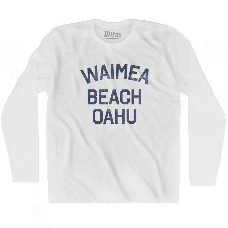 Hawaii Waimea Beach Oahu Adult Cotton Long Sleeve Vintage T-shirt - White