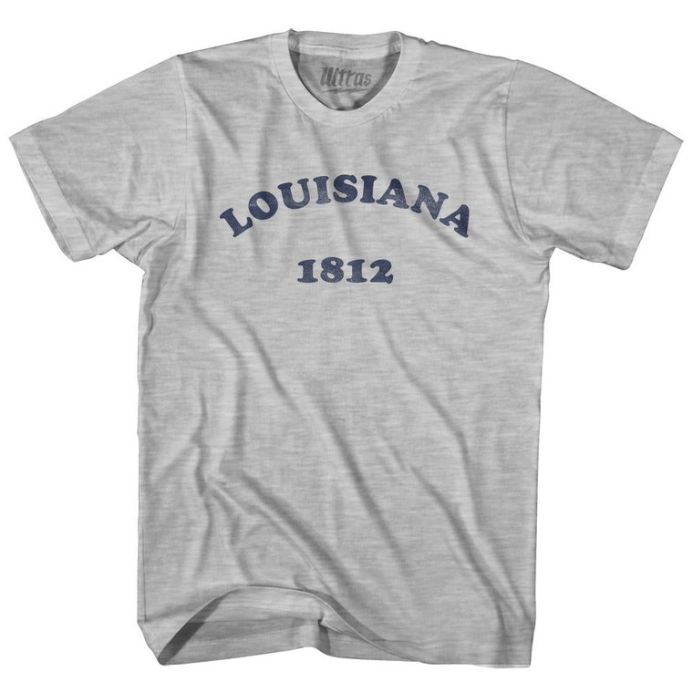 Louisiana State 1812 Adult Cotton Vintage T-shirt - Grey Heather