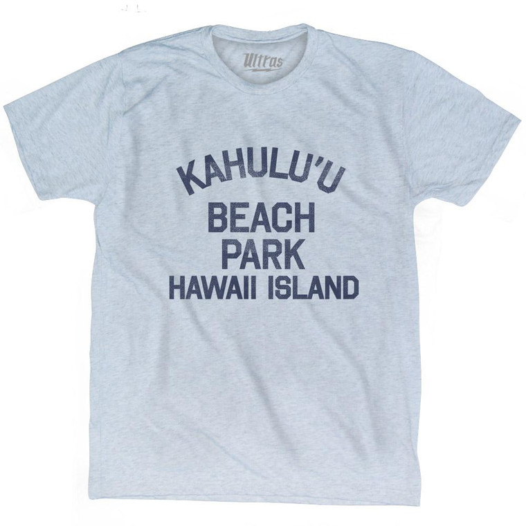 Hawaii Kahulu'u Beach Park Hawaii Island Adult Tri-Blend Vintage T-shirt - Athletic White