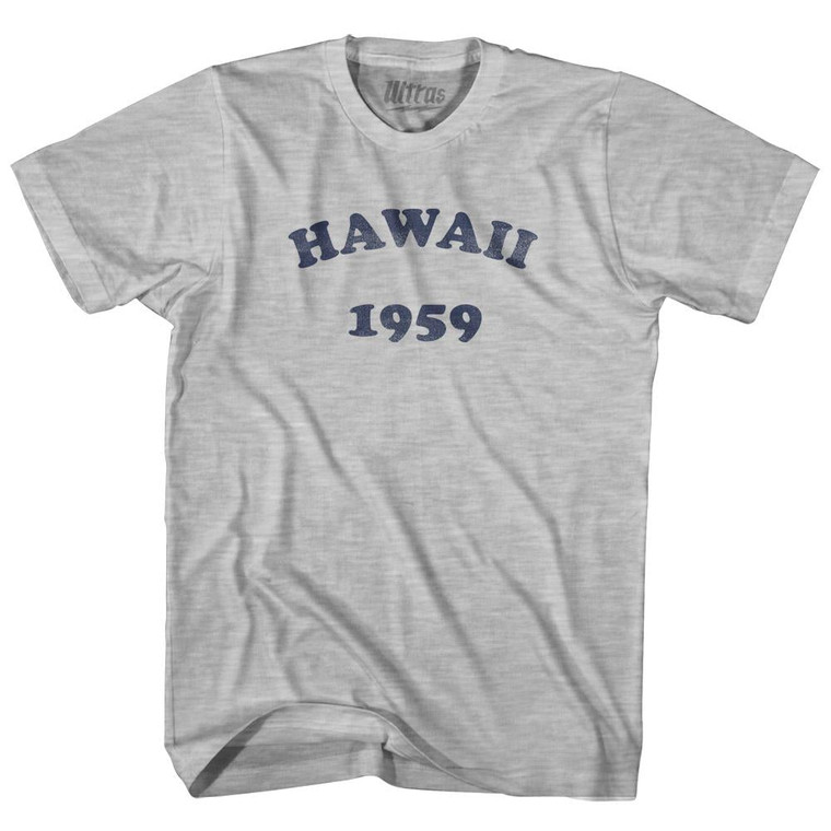 Hawaii State 1959 Adult Cotton Vintage T-shirt - Grey Heather