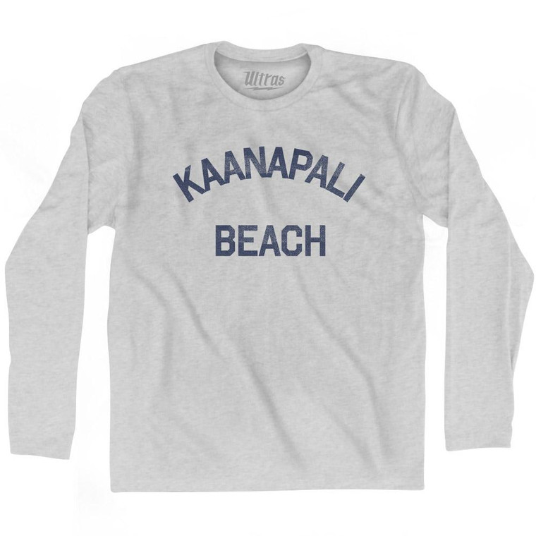 Hawaii Kaanapali Beach Adult Cotton Long Sleeve Vintage T-shirt - Grey Heather