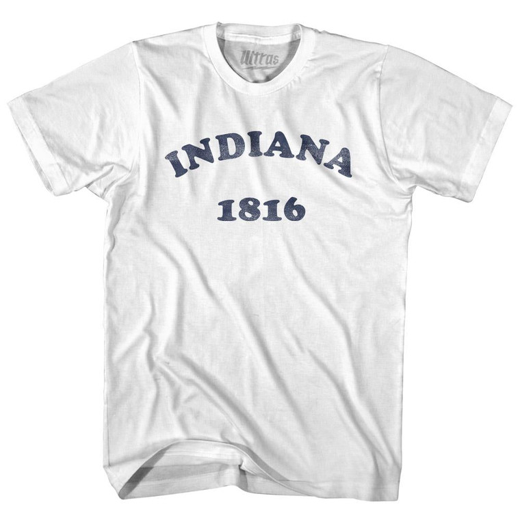 Indiana State 1816 Adult Cotton Vintage T-shirt - White