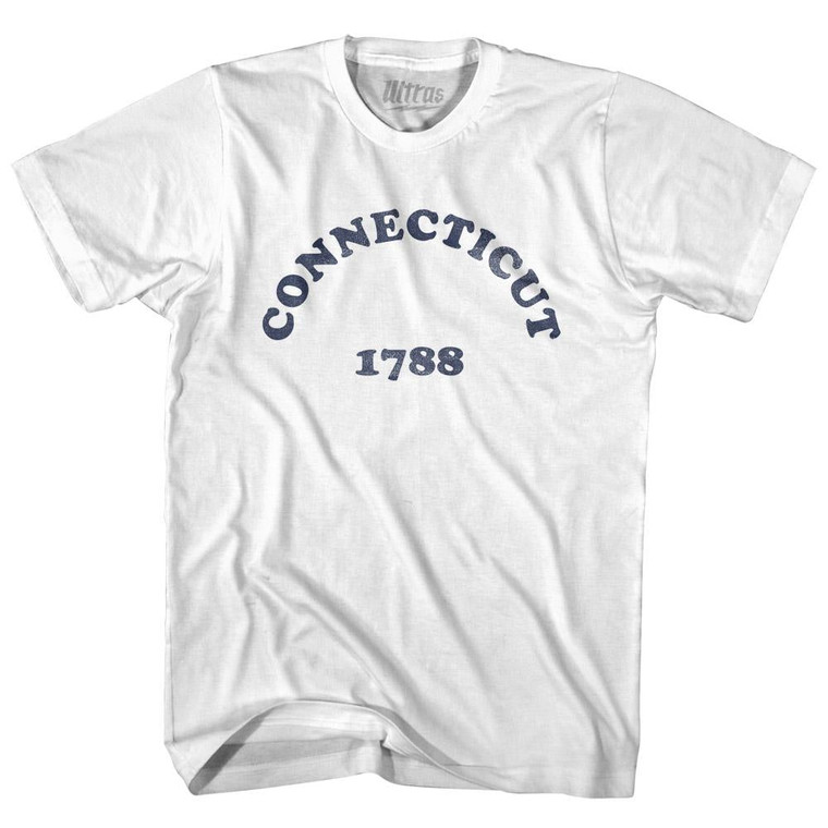 Connecticut State 1788 Adult Cotton Vintage T-shirt - White