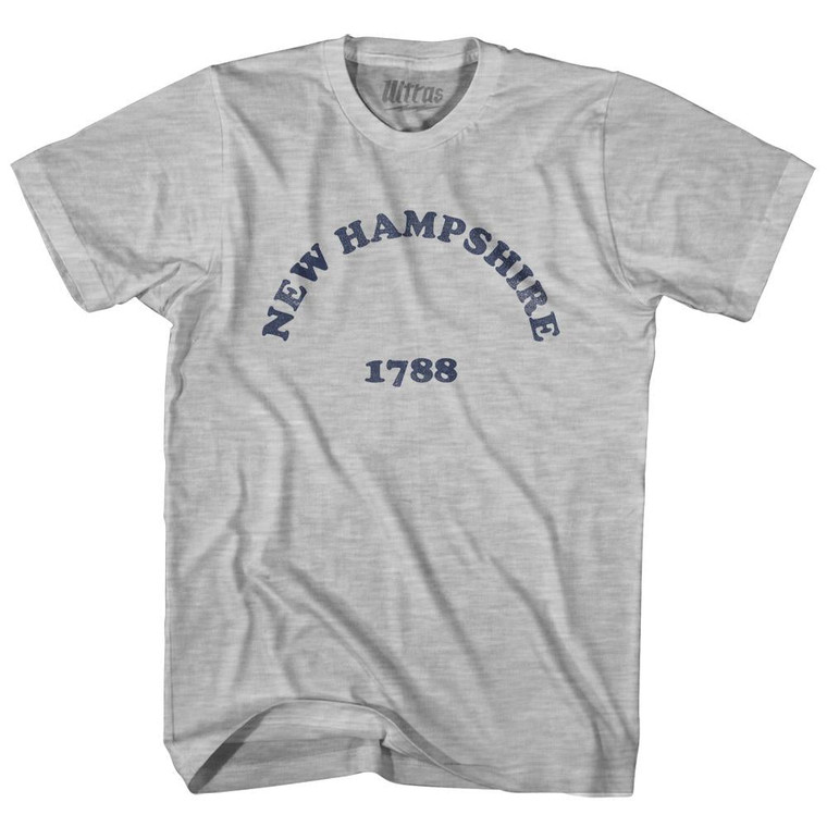 New Hampshire State 1788 Adult Cotton Vintage T-shirt - Grey Heather