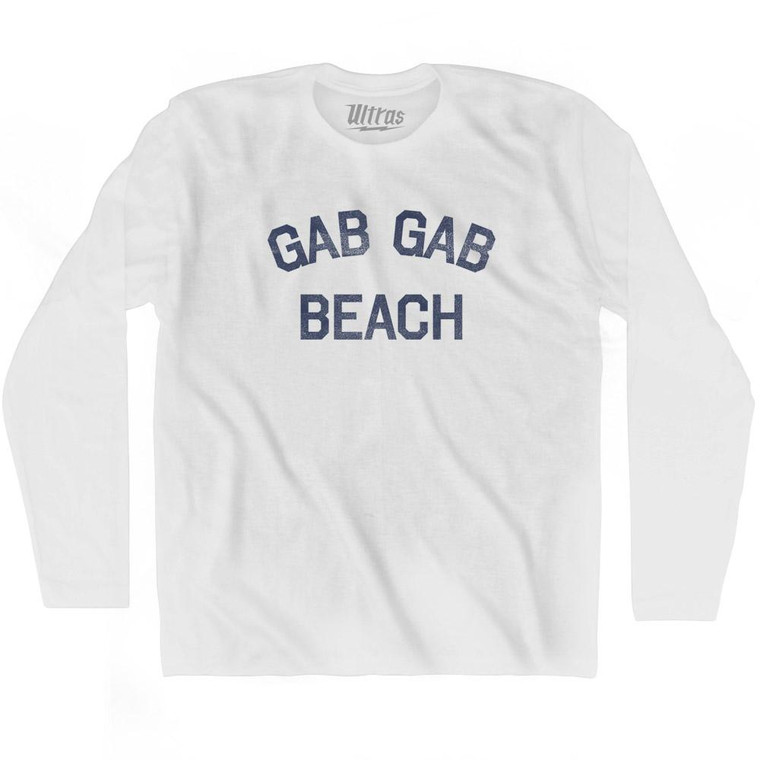 Guam Gab Gab Beach Adult Cotton Long Sleeve Vintage T-shirt - White