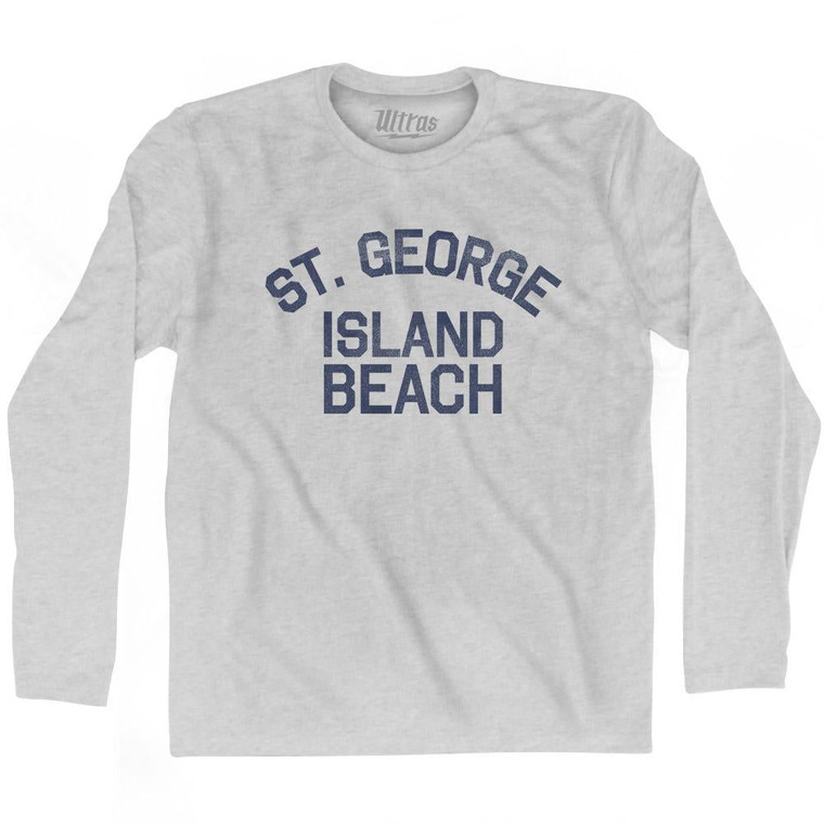 Florida St. George Island Beach Adult Cotton Long Sleeve Vintage T-shirt - Grey Heather