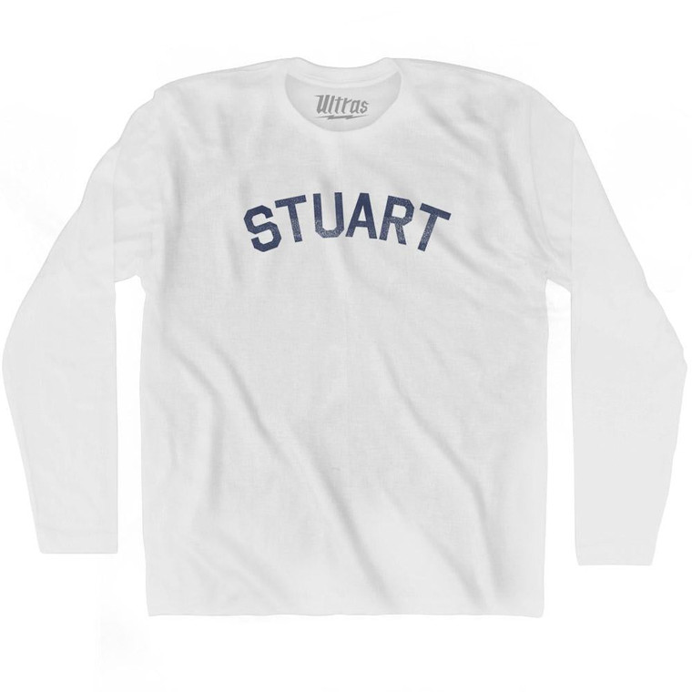 Florida Stuart Adult Cotton Long Sleeve Vintage T-shirt - White
