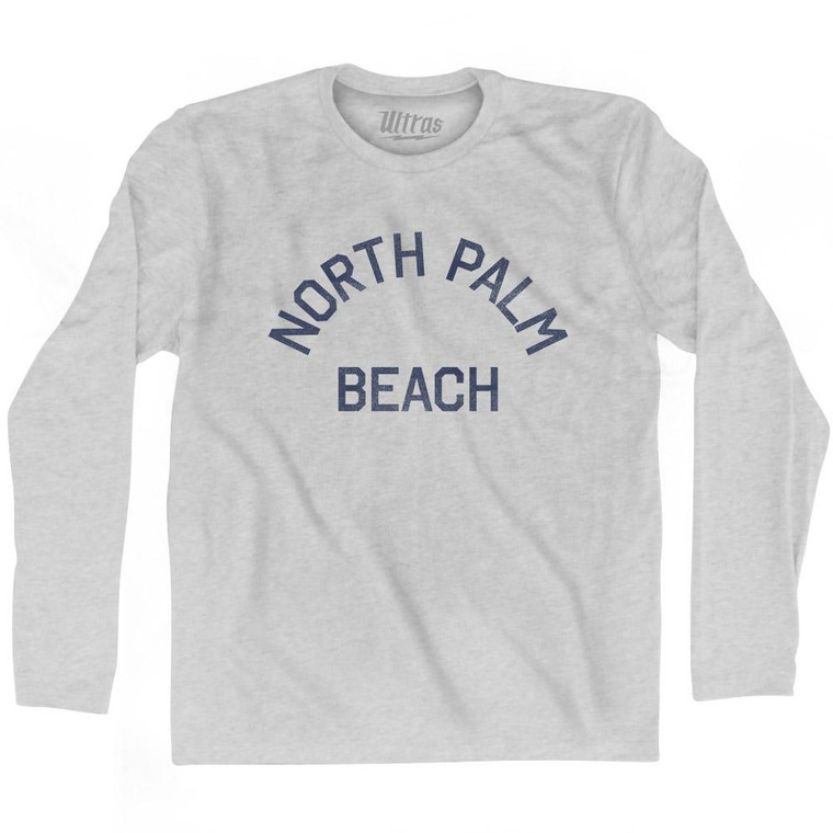 Florida North Palm Beach Adult Cotton Long Sleeve Vintage T-shirt - Grey Heather