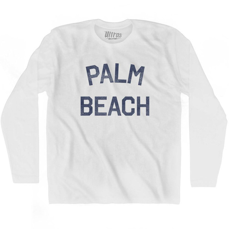 Florida Palm Beach Adult Cotton Long Sleeve Vintage T-shirt - White