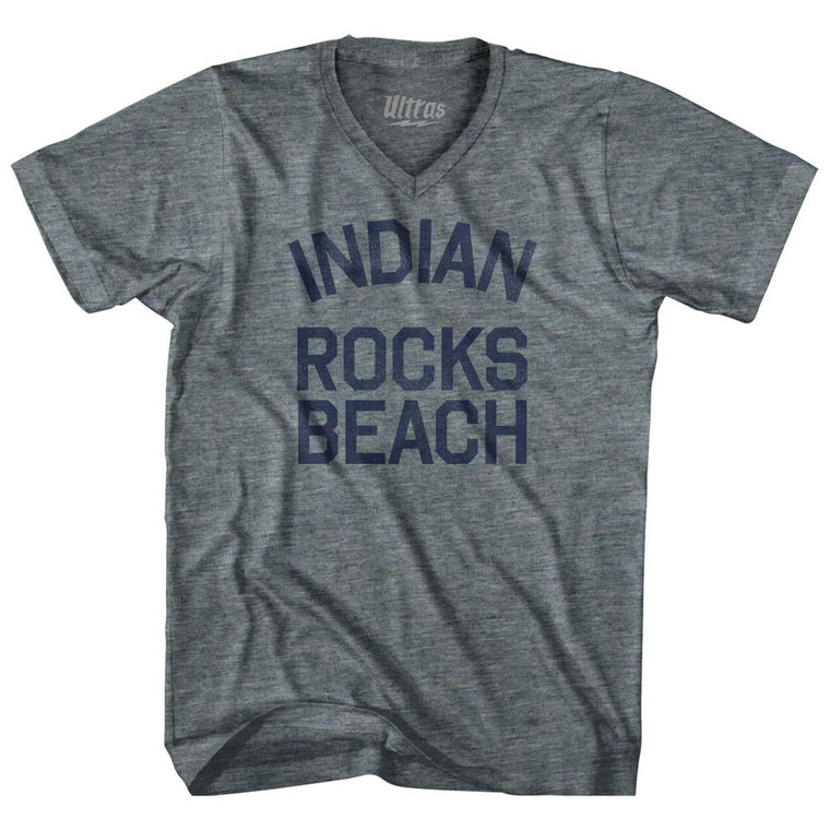 Florida Indian Rocks Beach Adult Tri-Blend V-neck Womens Junior Cut Vintage T-shirt - Athletic Grey
