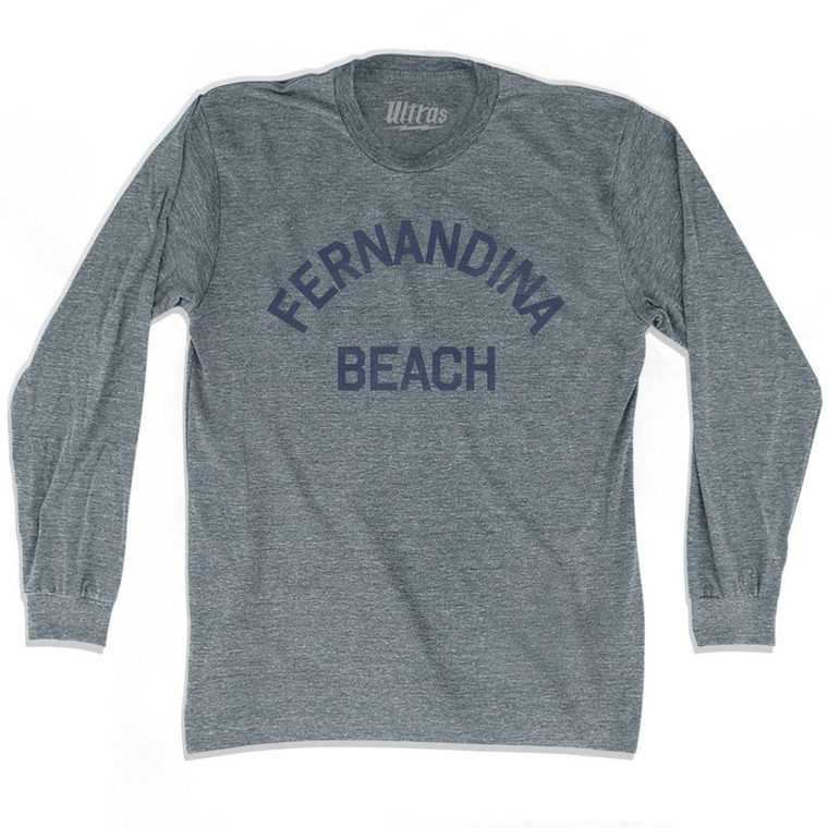 Florida Fernandina Beach Adult Tri-Blend Long Sleeve Vintage T-shirt - Athletic Grey
