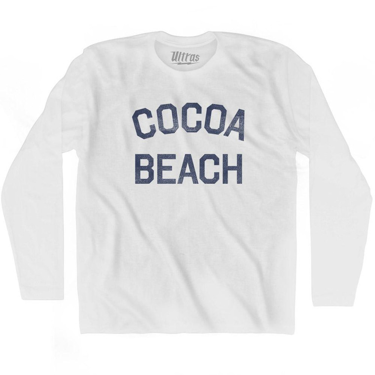 Florida Cocoa Beach Adult Cotton Long Sleeve Vintage T-shirt - White
