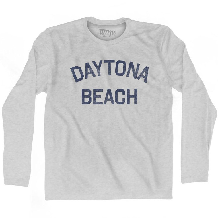 Florida Daytona Beach Adult Cotton Long Sleeve Vintage T-shirt - Grey Heather