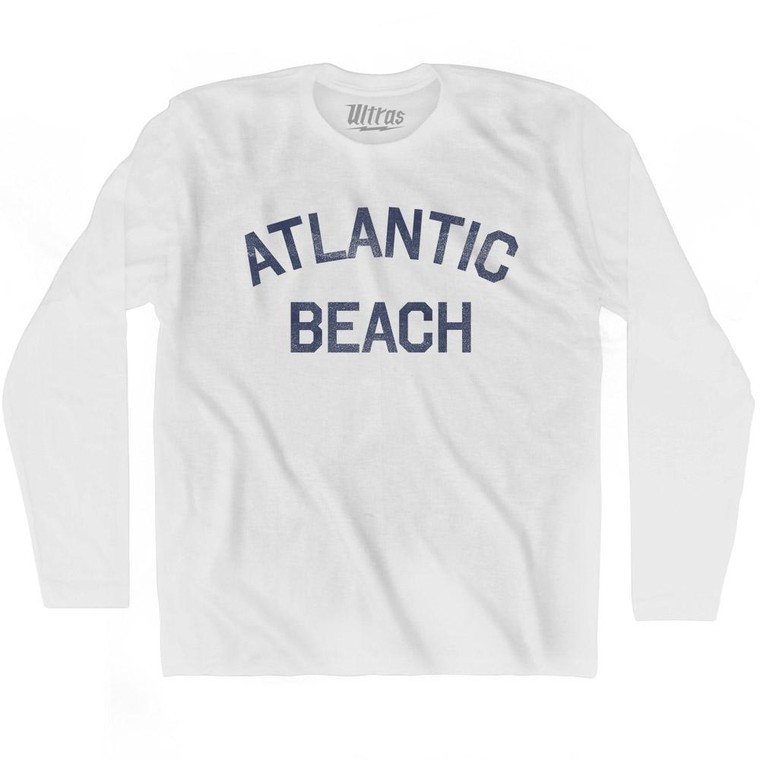 Florida Atlantic Beach Adult Cotton Long Sleeve Vintage T-shirt - White