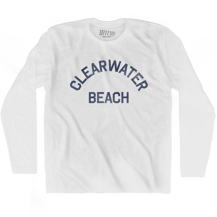 Florida Clearwater Beach Adult Cotton Long Sleeve Vintage T-shirt - White