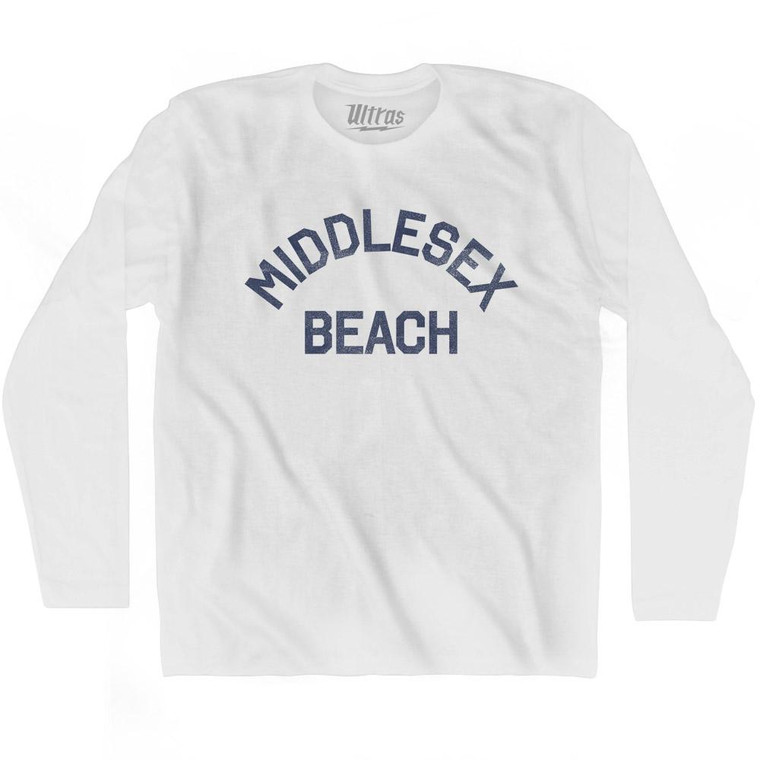 Delaware Middlesex Beach Adult Cotton Long Sleeve Vintage T-shirt - White