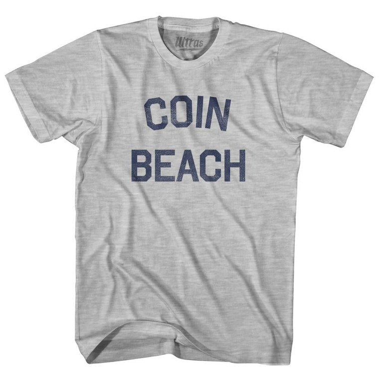 Delaware Coin Beach Adult Cotton Vintage T-shirt - Grey Heather