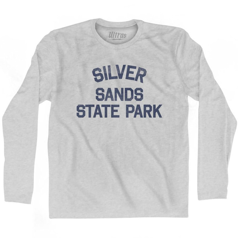 Connecticut Silver Sands State Park Adult Cotton Long Sleeve Vintage T-shirt - Grey Heather