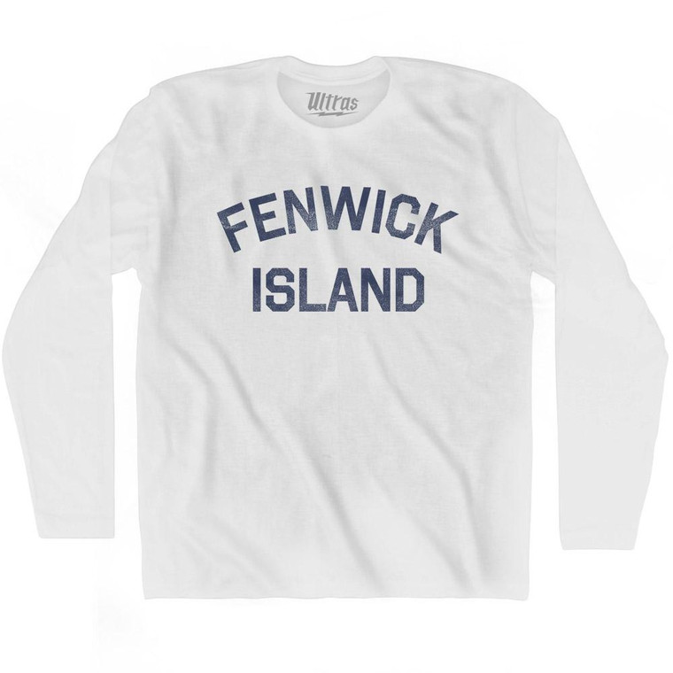 Delaware Fenwick Island Adult Cotton Long Sleeve Vintage T-shirt - White