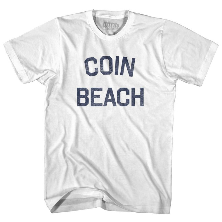 Delaware Coin Beach Womens Cotton Junior Cut Vintage T-shirt - White