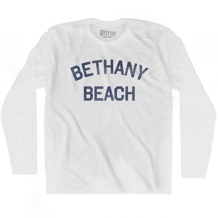 Delaware Bethany Beach Adult Cotton Long Sleeve Vintage T-shirt - White