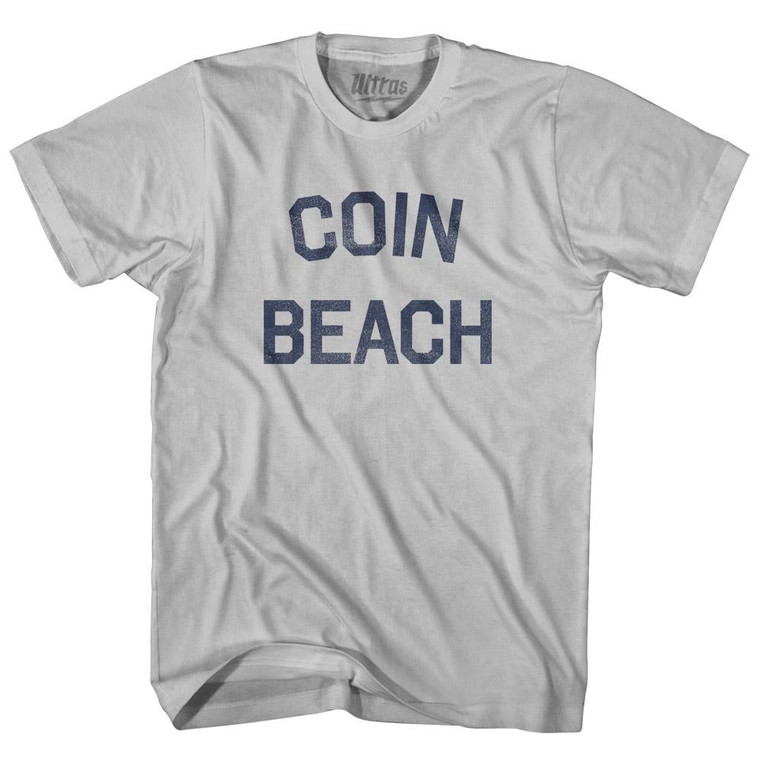 Delaware Coin Beach Adult Cotton Vintage T-shirt - Cool Grey