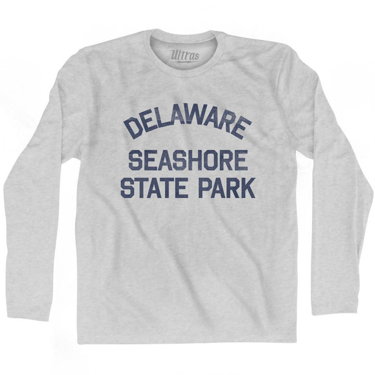 Delaware Delaware Seashore State Park Adult Cotton Long Sleeve Vintage T-shirt - Grey Heather