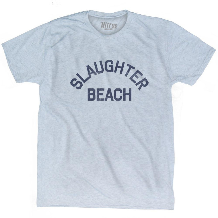 Delaware Slaughter Beach Adult Tri-Blend Vintage T-shirt-Athletic White