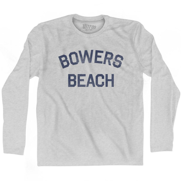 Delaware Bowers Beach Adult Cotton Long Sleeve Vintage T-shirt - Grey Heather